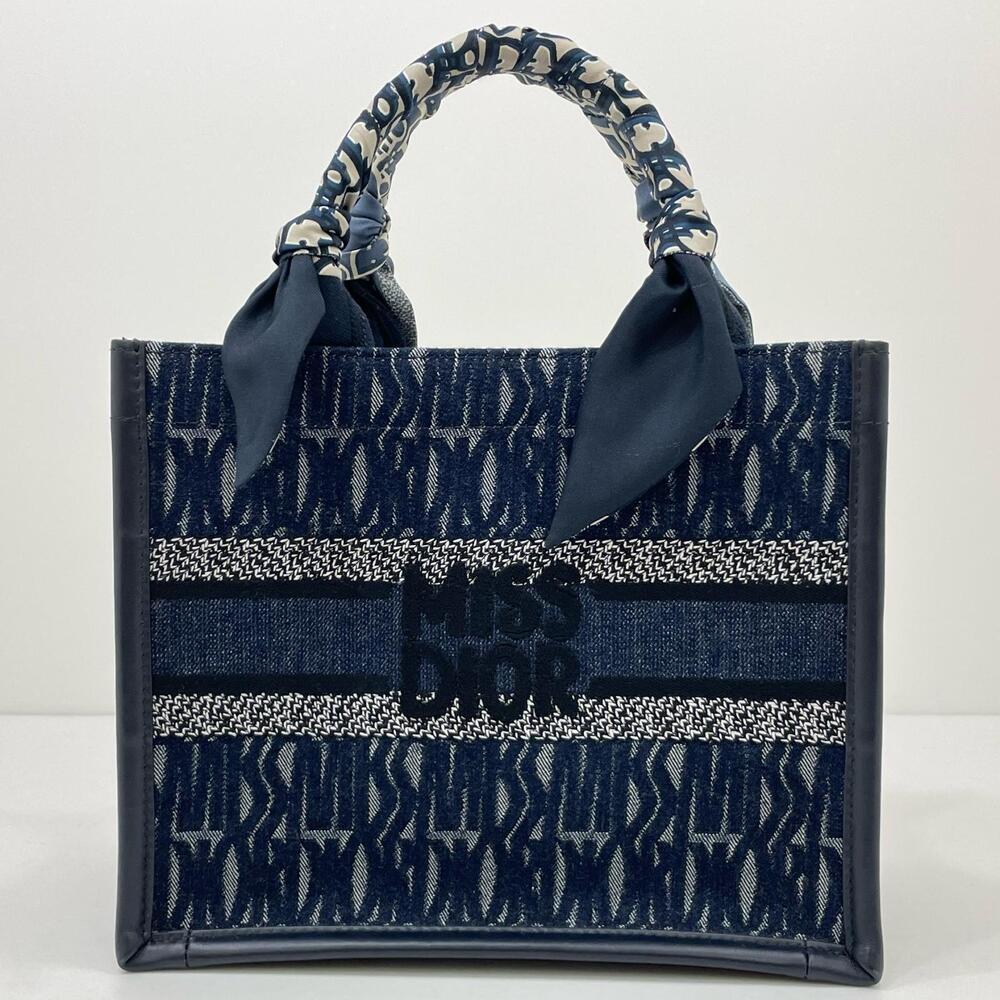 Dior Handbag Denim Bag Blue Navy Book Tote Shoulder Dark
